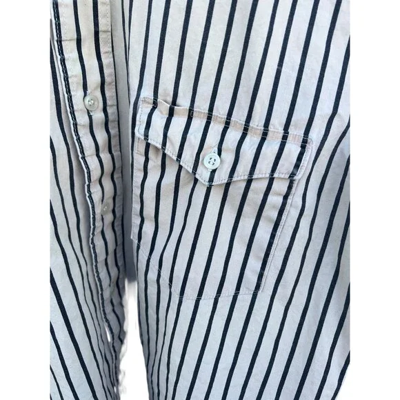 Wrangler Gold Men's Vintage Shirt Single Needle Long Sleeve Stripe Size LARGE - Picture 6 of 6